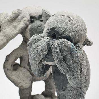 Mårten Medbo, a stoneware sculpture "Schoolyard Monkeys", signed and dated 2010.