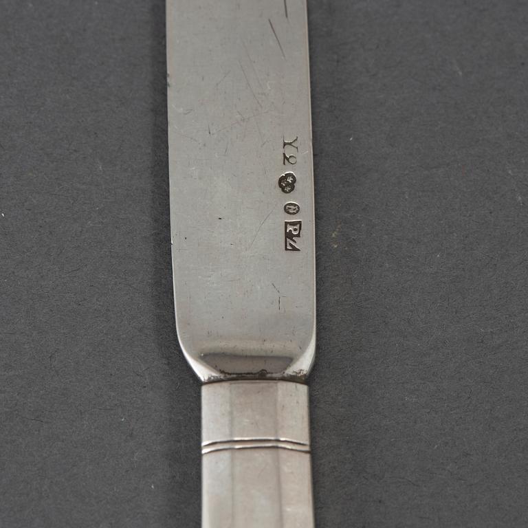 PEHR ZETHELIUS, dessertknivar, 6 st, silver, Stockholm, bl a 1806.