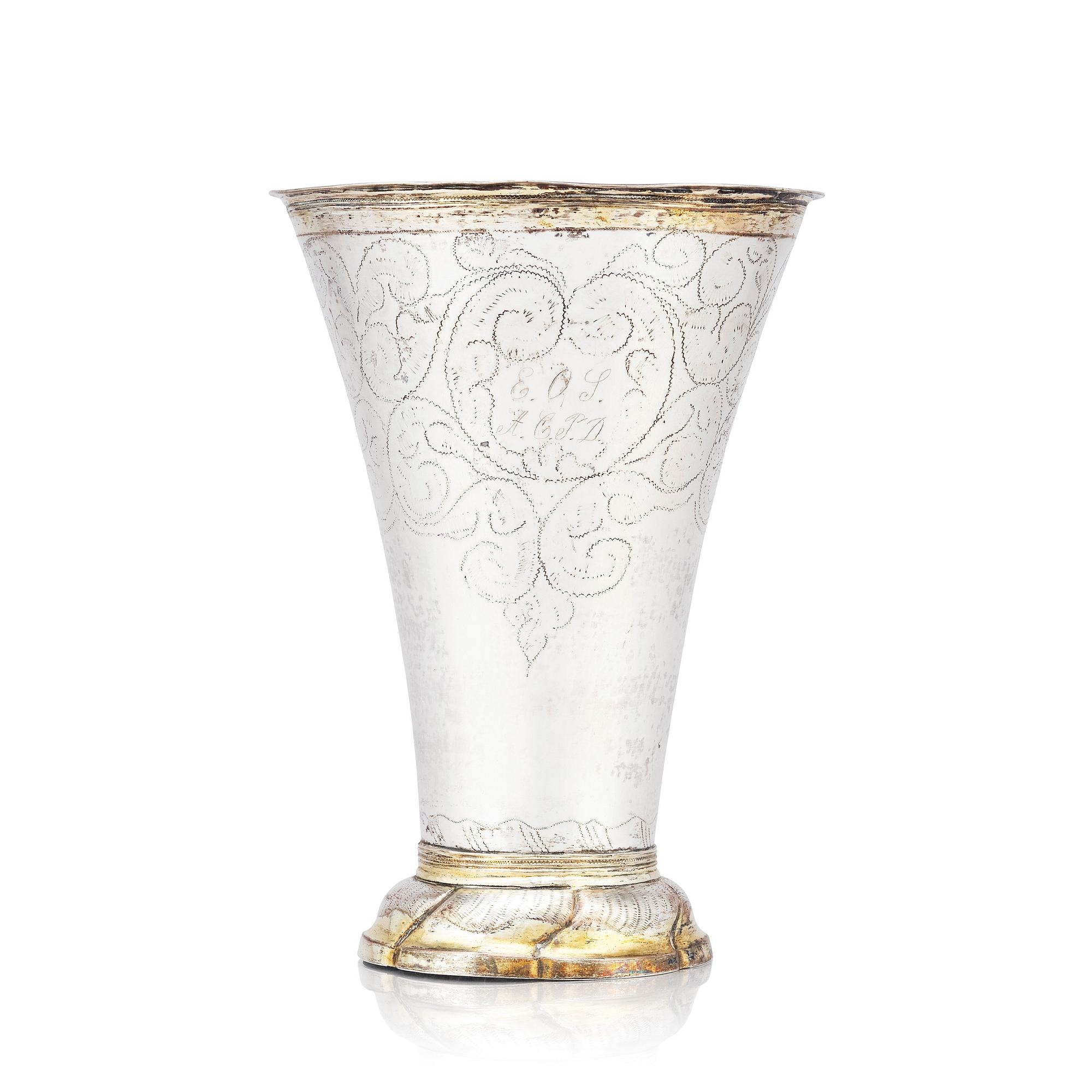 A Swedish 18 century parcel-gilt silver beaker, marks of Carl Fredrik Seseman, Arboga 1792.