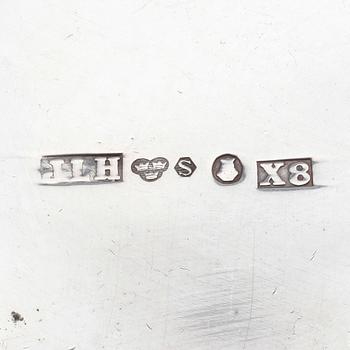 GRÄDDKANNA, SOCKERSKÅL OCH BRICKA, silver, Stockholm 1948. Total vikt ca 486 g.