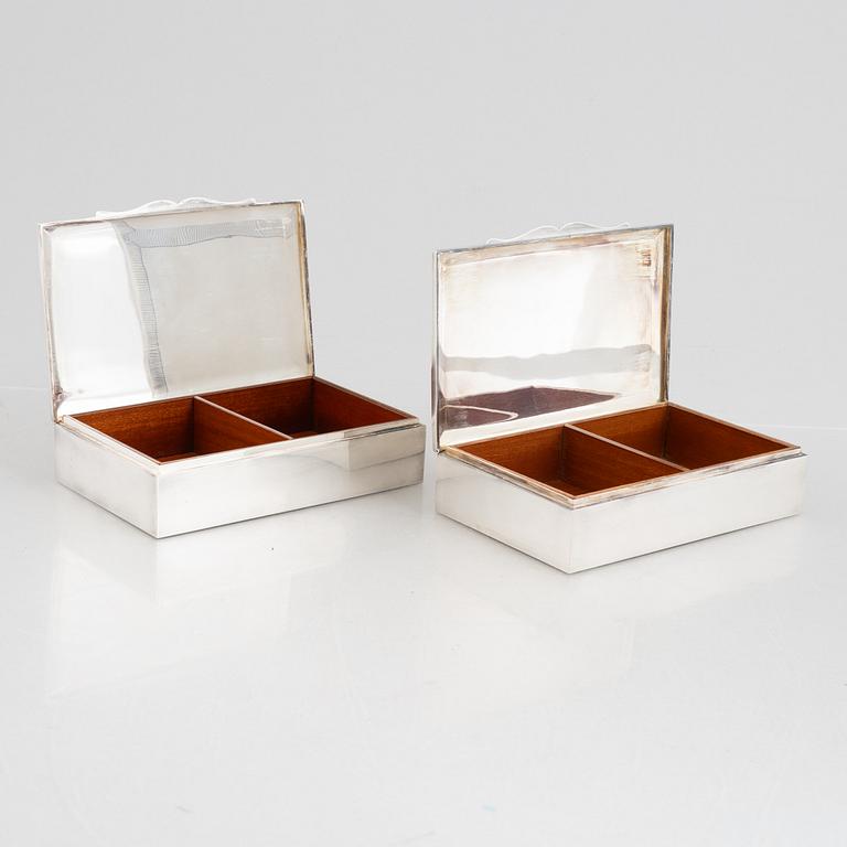 Two silver 830 cigarette cases, Swedish import marks, MEMA, circa mid-20th century.
