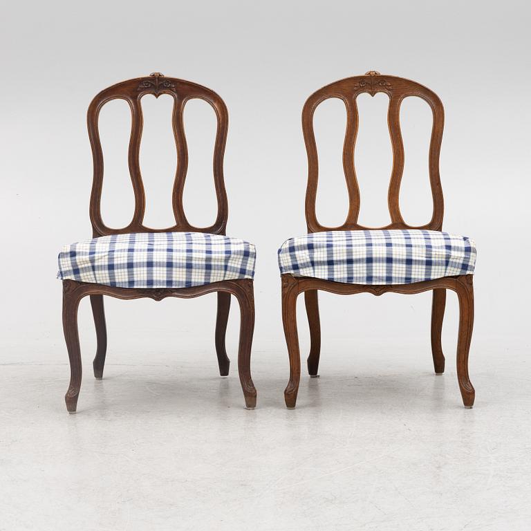 Chairs, 8 pcs (4 + 4), Louis XV and Louis XV style, 18th/19th century.