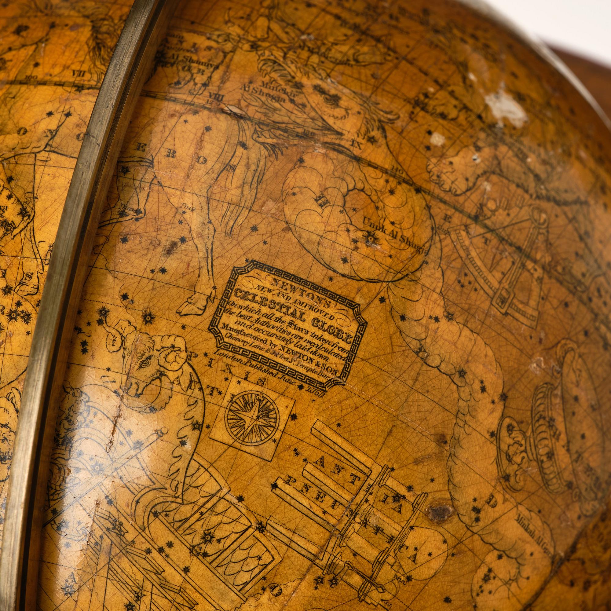 A celestial globe for table by Newton & son London 1860.
