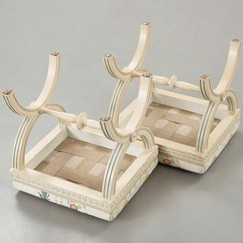A pair of painted late gustavian stools by Ephraim Ståhl(active 1794-1820).