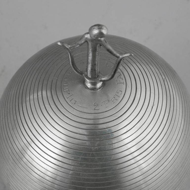 Sylvia Stave, a pewter bowl with cover for C.G. Hallberg, Stockholm, Sweden 1933.