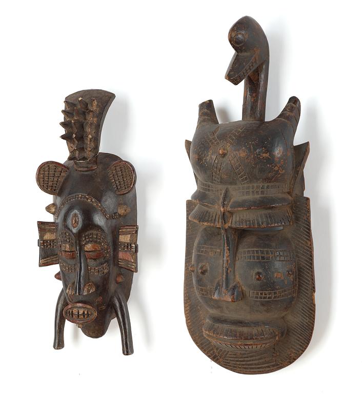 A set of two 20th African dance masks.