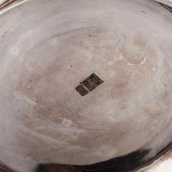 A Russian 19th century parcel-gilt silver tea pot and cream jug, mark possbly of Alexander Lokin, St. Petersburg 1893.