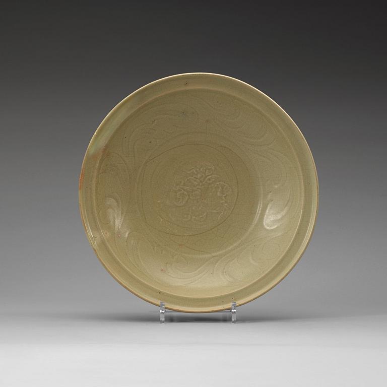 A celadon glazed dish, Ming dynasty (1368-1644).