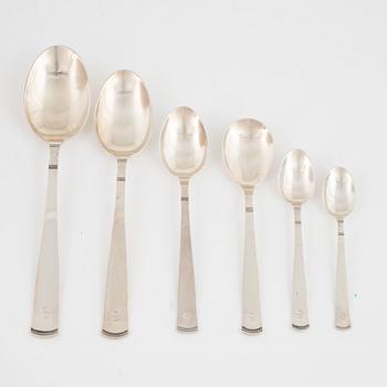 Jacob Ängman, a 130-piece silver flat wear set, "Rosenholm", Stockholm, Sweden, 1946-67.