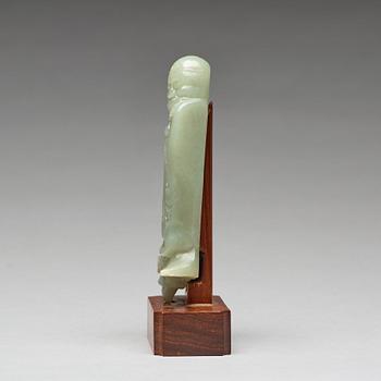 A finely carved nephrite sculpture of an immortal, Qing dynasty, probably Qianlong (1736-95).