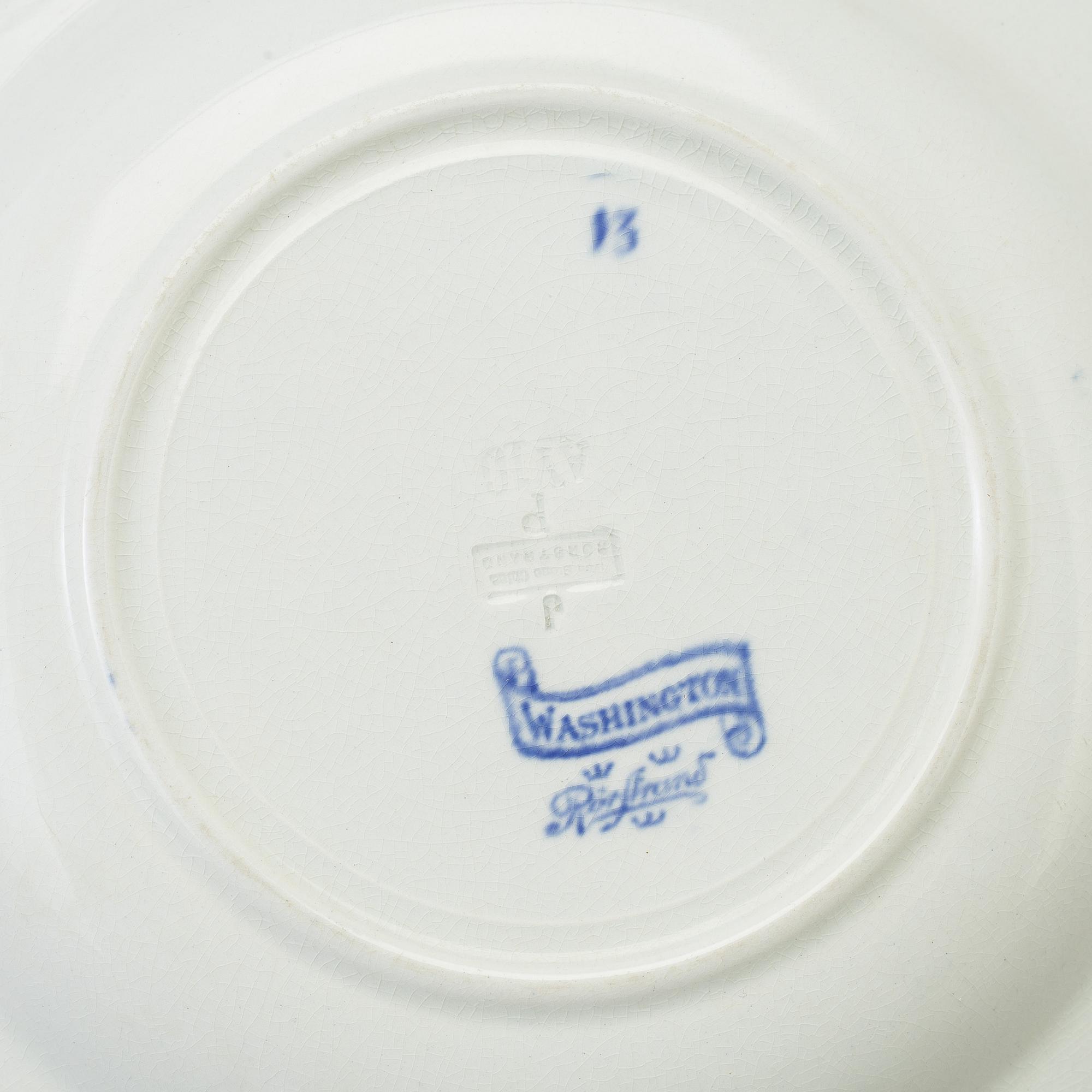 SERVISDELAR, 51 delar, flintgods, "Washington", Rörstrand, 1900-talets början.