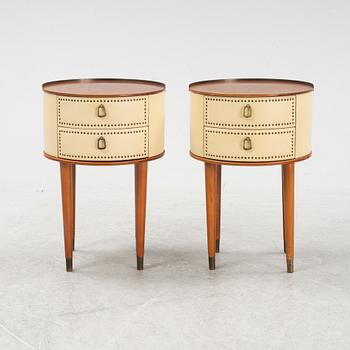 A pair of bedside tables, Halvdan Petterssons Möbelfabrik, Tibro, Sweden, mid 20th century.