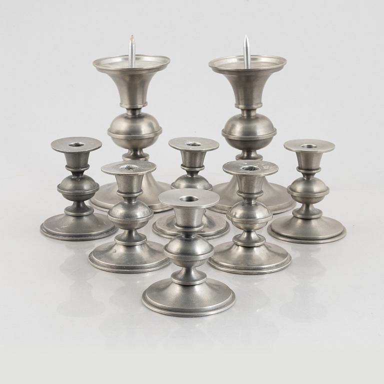 Edvin Ollers, candlesticks, 8 pcs, Schreuder & Olsson, Stockholm, 1937-1980.