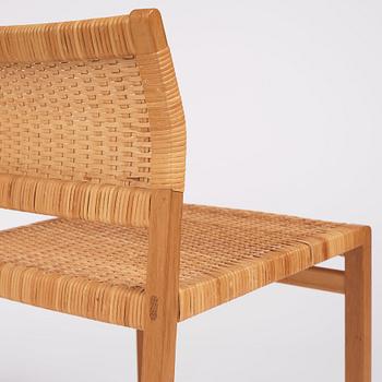 Børge Mogensen, a set of six oak and rattan 'BM61' chairs and a pair of BM62, Fredericia, Denmark, 1950s.