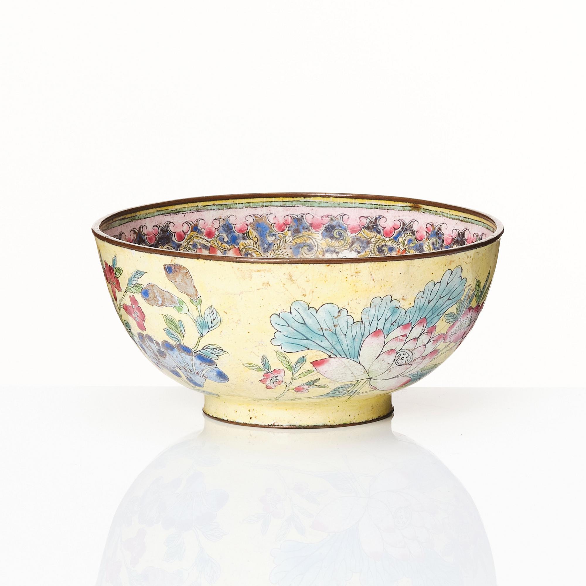 An enamel on copper bowl, Qing dynasty, 18th/19th Century.