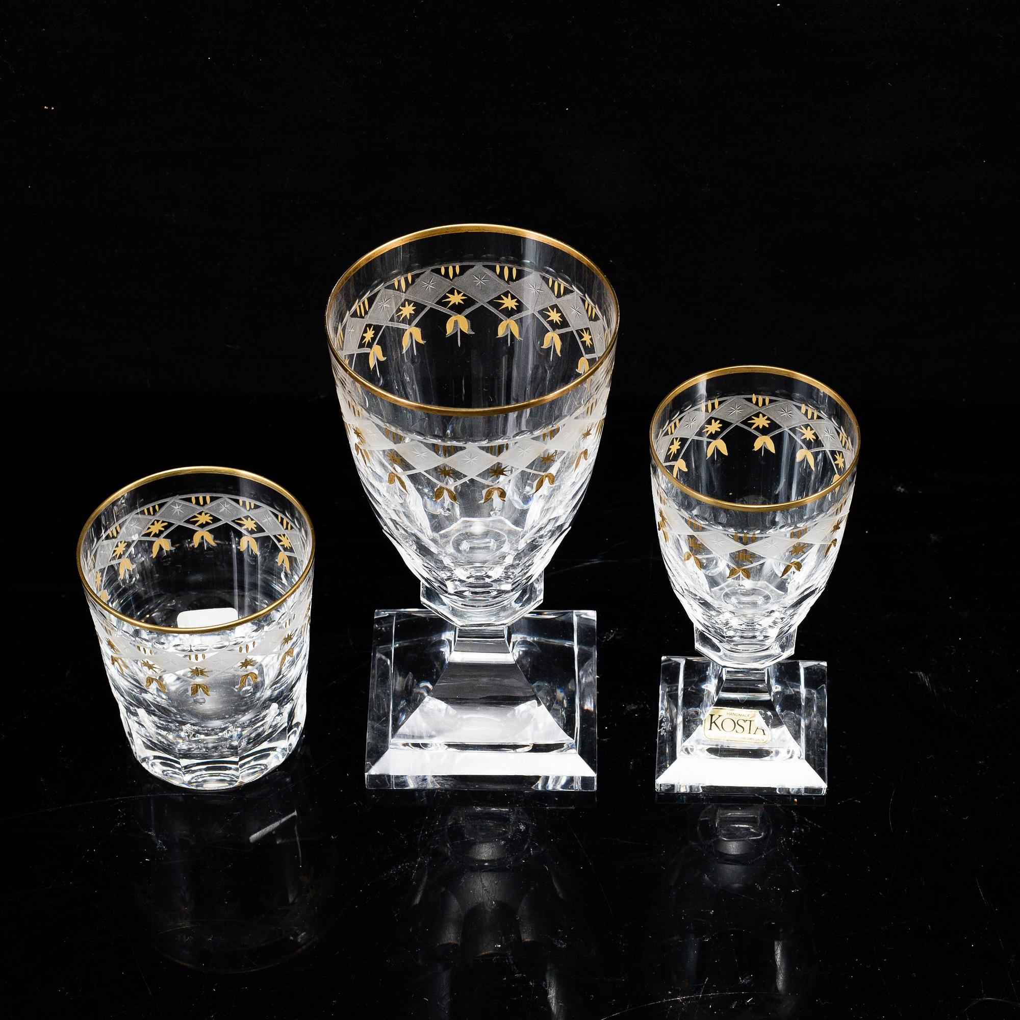A Swedish part glass service, Kosta,  "Odelberg Junior", 20th Centruy.