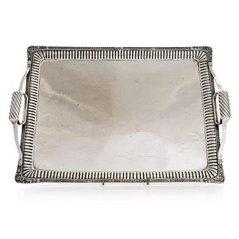 A silver tray, Saint Petersburg 1826. Unidentified maker's mark, Cyrillic M.F.