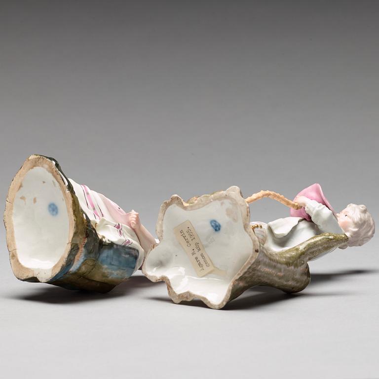 FIGURINER, två stycken, porslin. Höchst, 1700-tal.