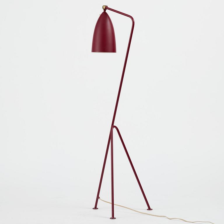 Greta Magnusson Grossman, a burgundy red "Grasshopper" floor lamp model "G-33", Bergboms, Malmö, 1950s.