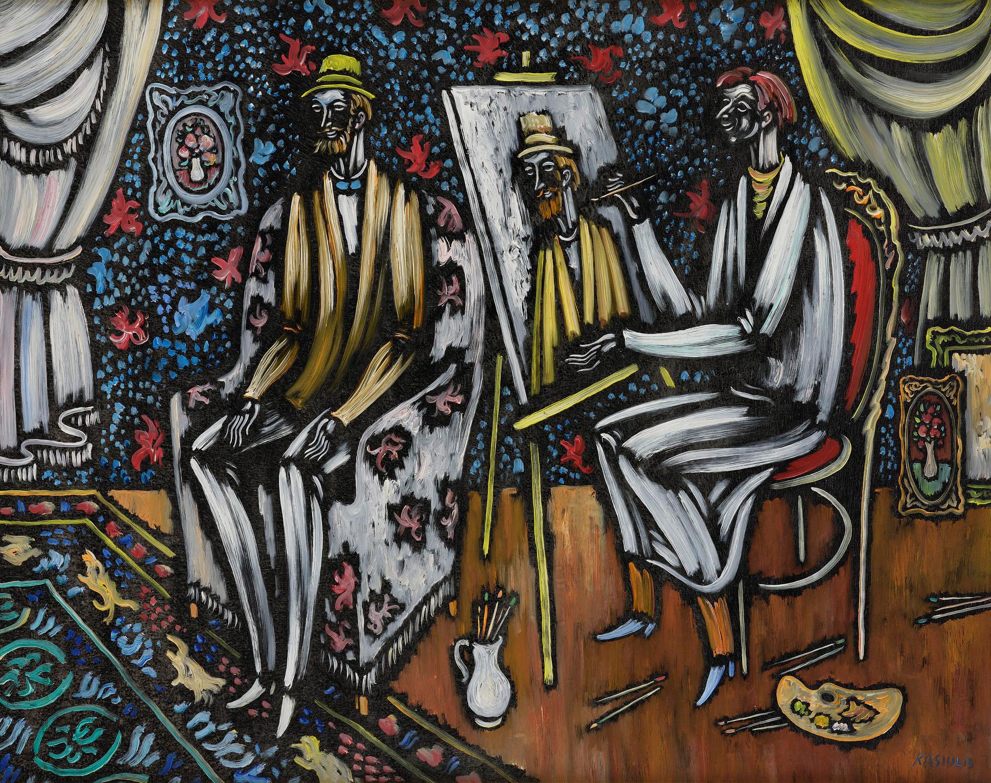 Vytautas Kasiulis, Interior with artist and model.