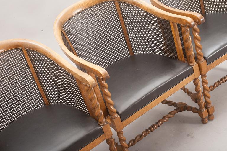 KARMSTOLAR, 3 st. NK.  1900-TALETS MITT.