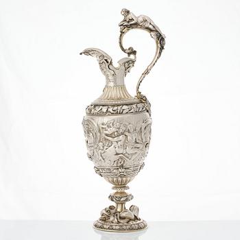 Frédéric Rudolphi, kanna och fat, silver, (Paris 1842-1872). Renässans-stil.