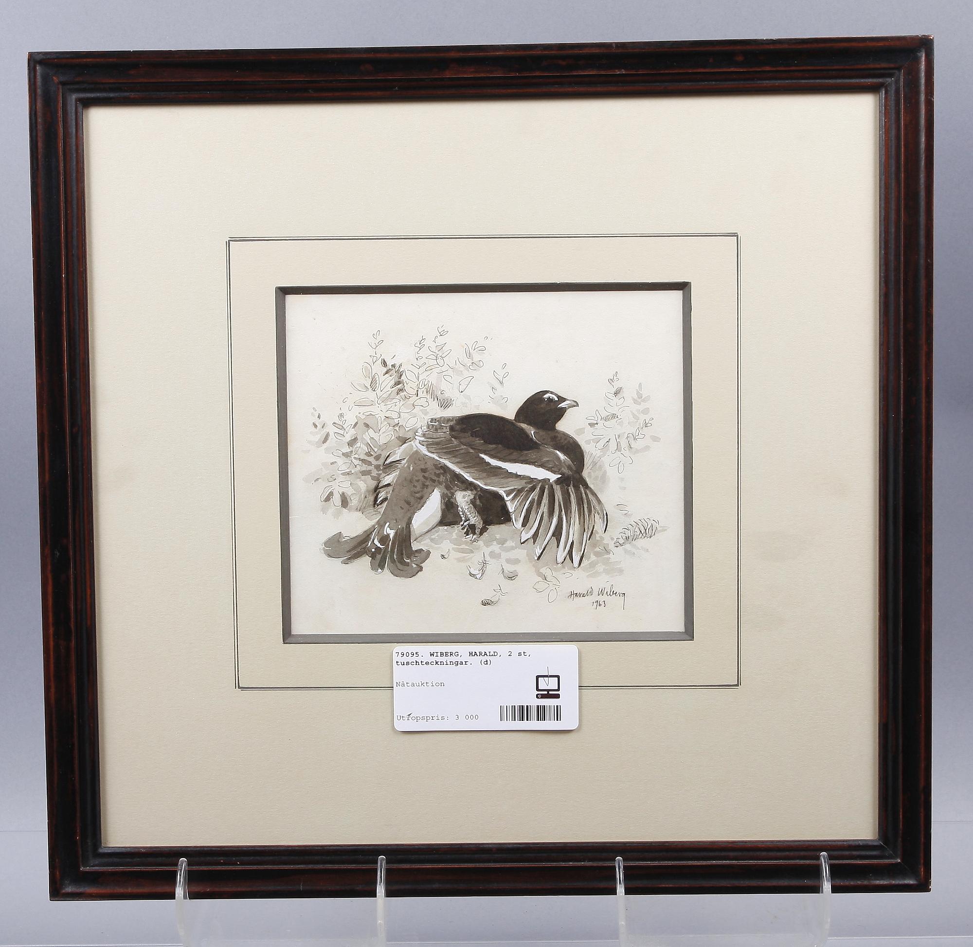 WIBERG, HARALD, 2 st, tuschteckningar.