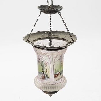 A glass ceiling lantern, turn of the Century 1900.