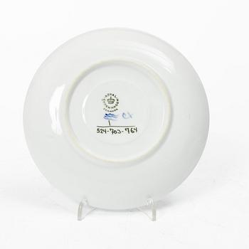 Royal Copenhagen, a set of nine consommé bowls with covers and saucers, and two cups without saucers, "Blue fluted half lace", 1960s.