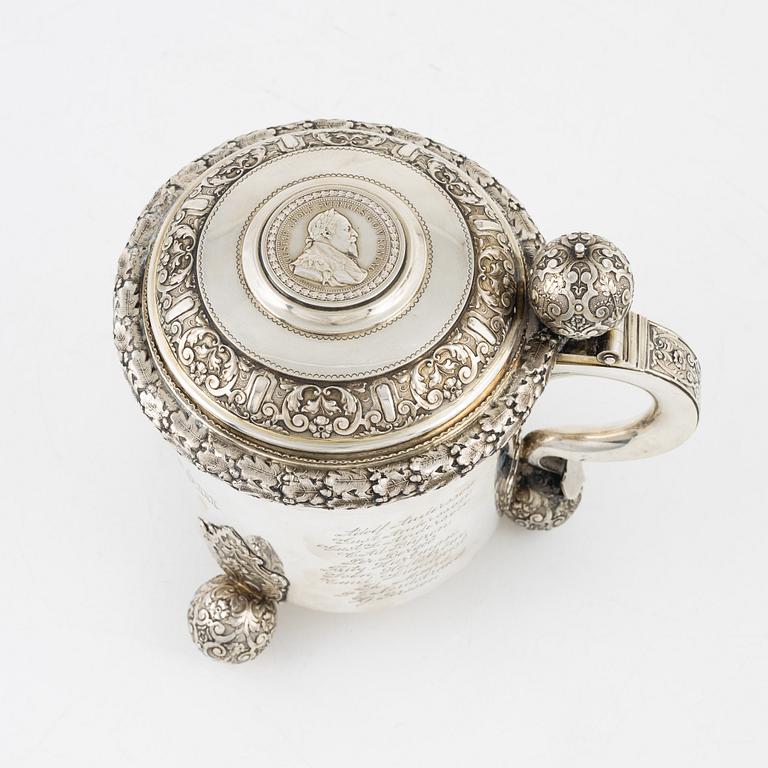 A silver Baroque style tankard, GAB, Stockholm, 1909.