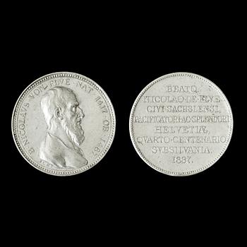 Lot om fyra medaljer: Hedlingers självporträtt,  C M Krell, N von Flüe samt Ph von Stosch.