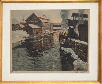 Frits Thaulow, after, Winter at Akerselva, Christiania Norway.