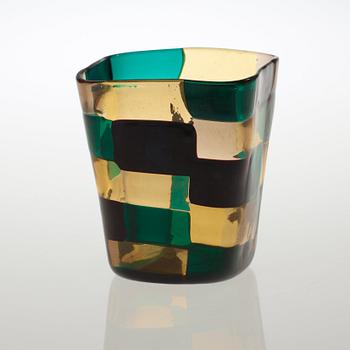 A Fulvio Bianconi 'Pezzato' square vase, Venini, Murano, Italy 1950's.