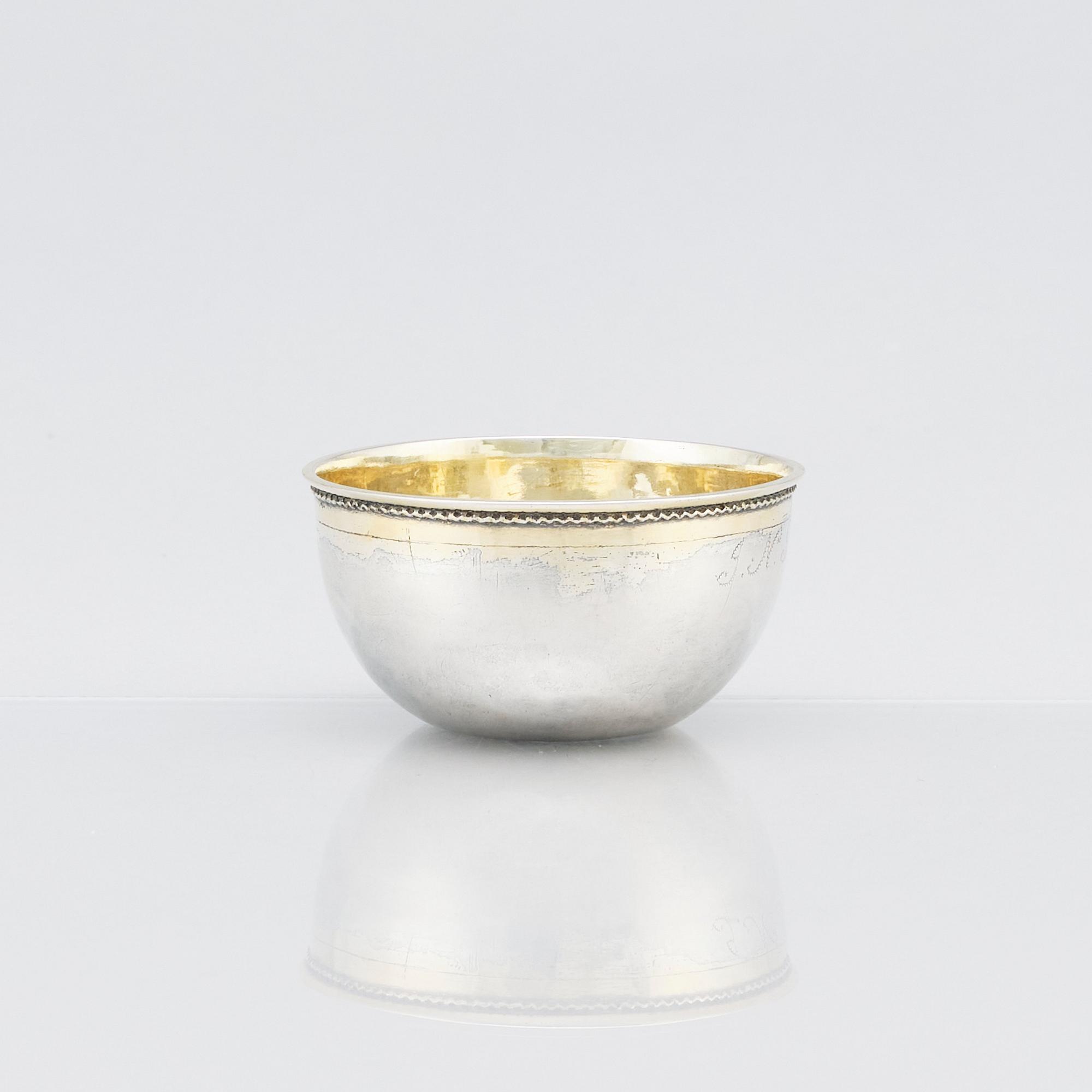A probably Swedish 18th Century parcel-gilt silver tumbler, unidentified makers mark LWK.