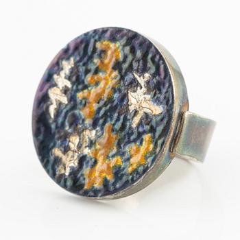 Jan-Christer Lundqvist, ring, silver with enamel, Skövde 1991.