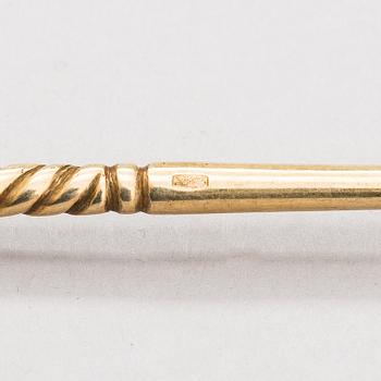 Teglashållare och teskedar, tot. 13 delar, Kubachi, silver, delvis förgyllt, niello, Ryssland 1960-tal.