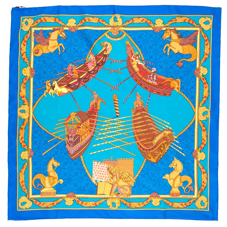 HERMÈS, a silk scarf, "Les Bissone de Venise".