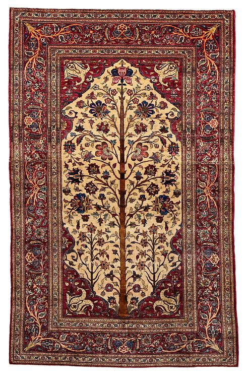 MATTO, a semi-antique silk Kashan,  ca 205 x 131,5 cm.