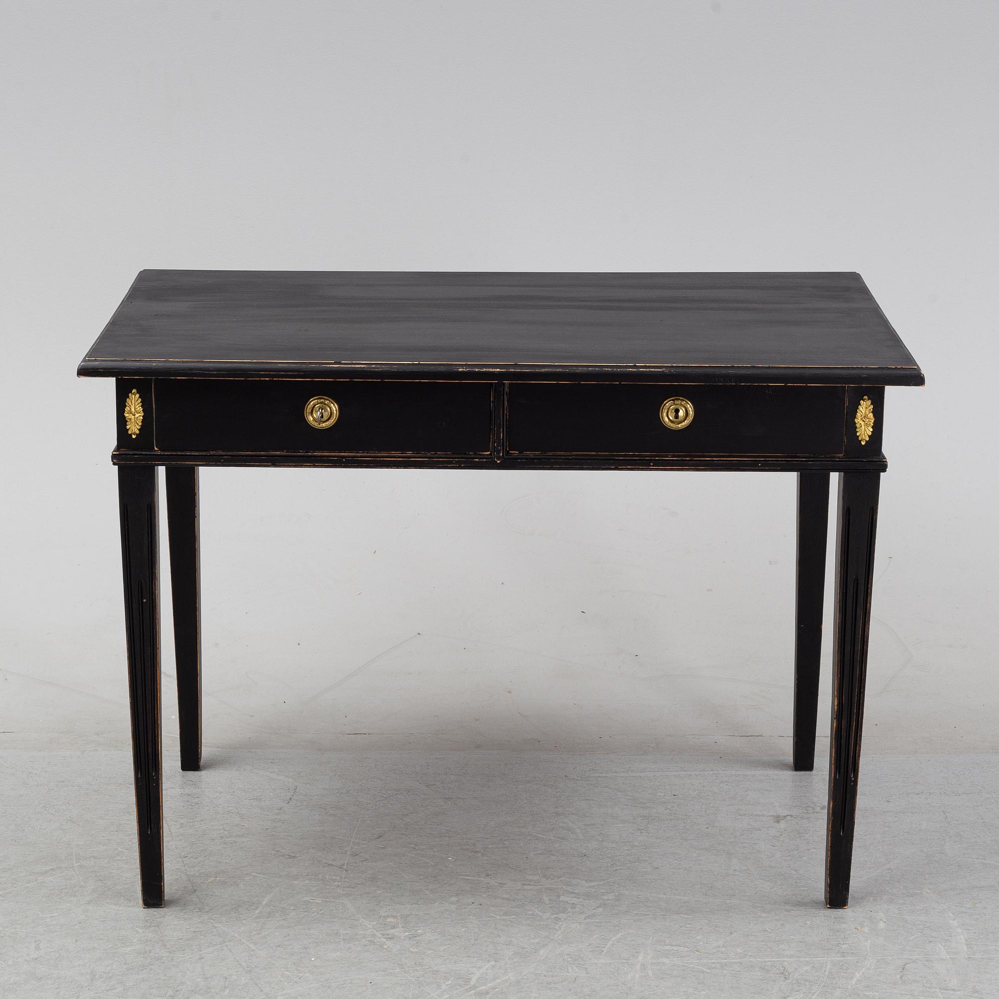 A painted writing desk, Gustavian style, 20th Century.