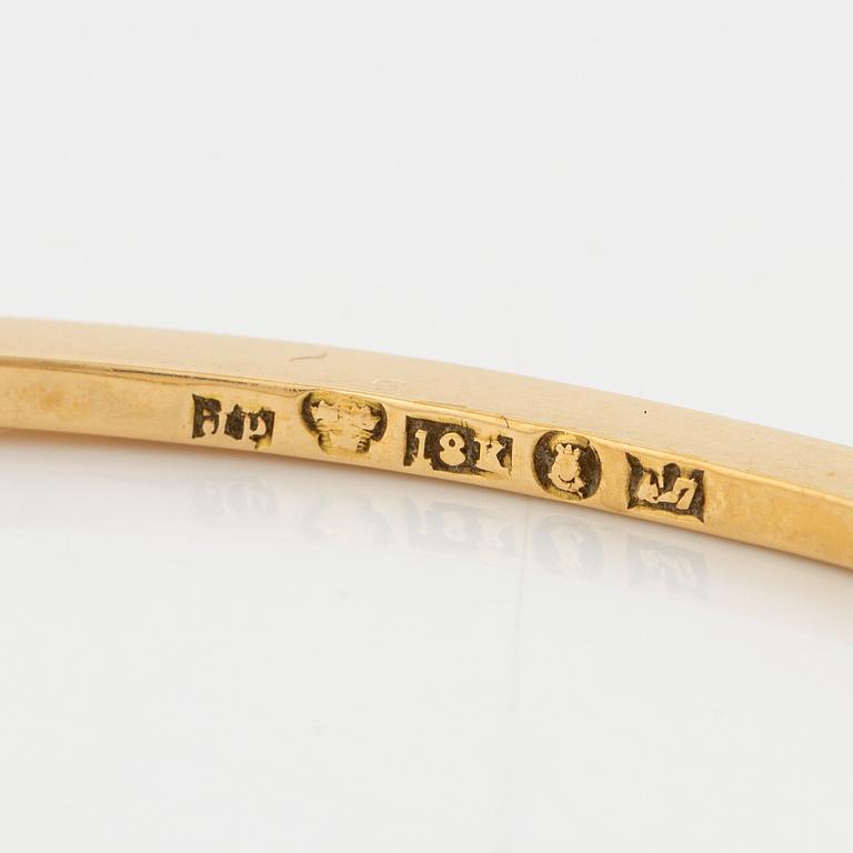 Bracelet in 18K gold with a half-pearl and rose-cut diamonds.