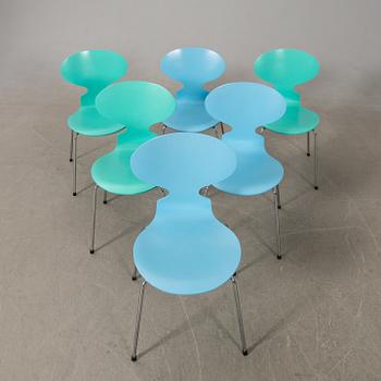 Arne Jacobsen, chairs 6 pcs, "The Ant", Fritz Hansen, 1993.