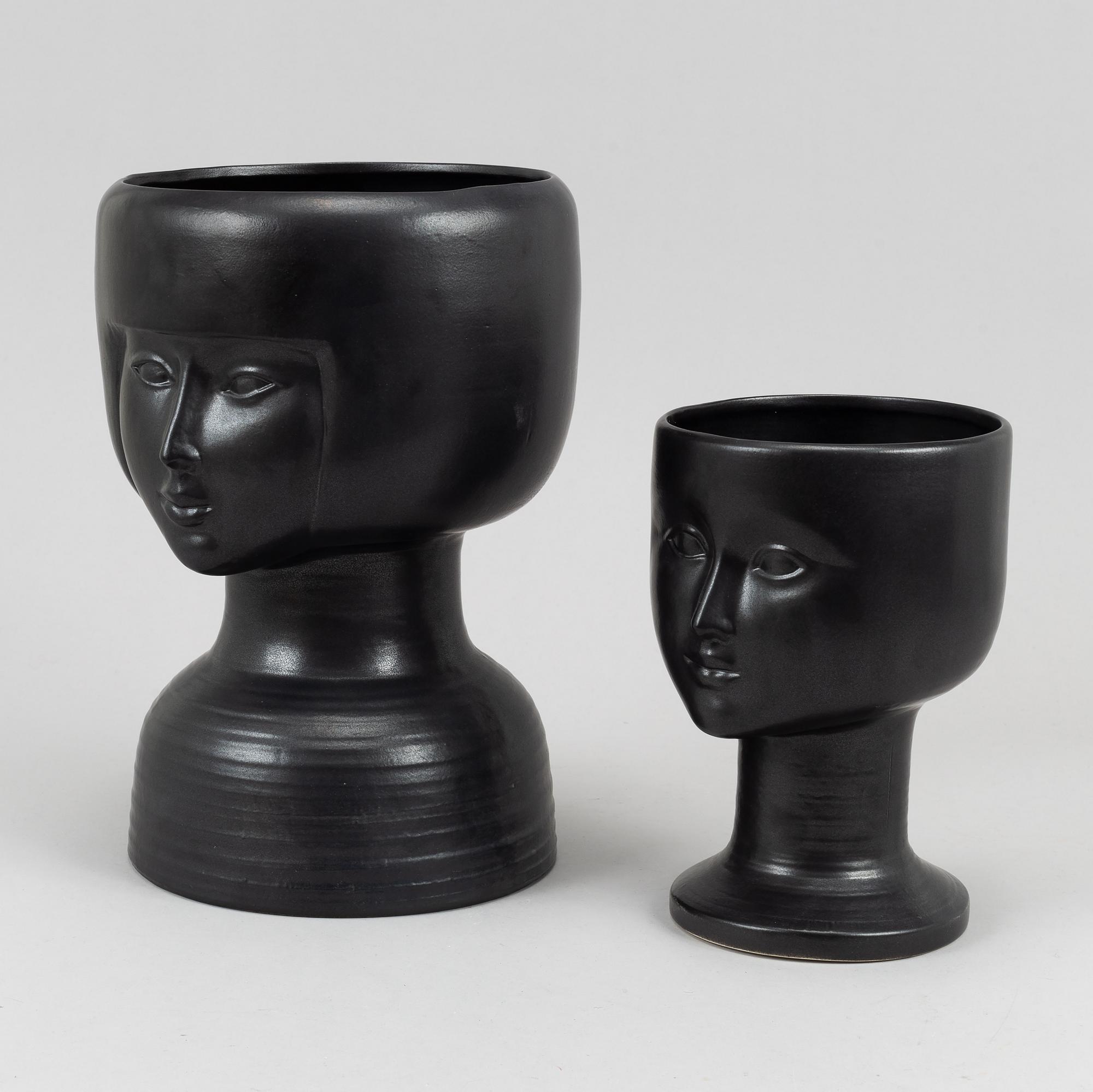 Lisa Larson, two stoneware vase from Gustavsberg.