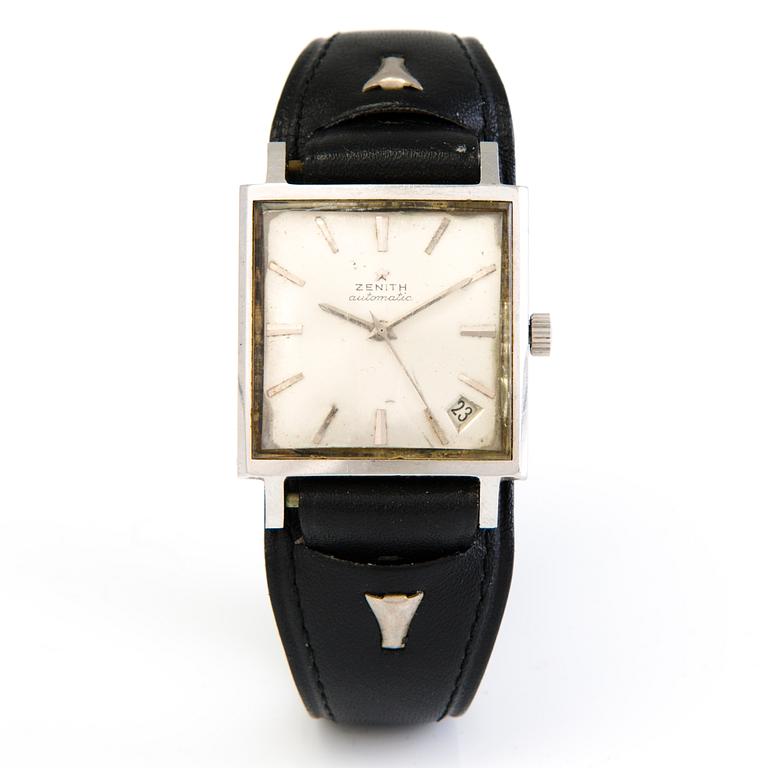 A steel Zenith wristwatch from 1960:s. 33x35mm.