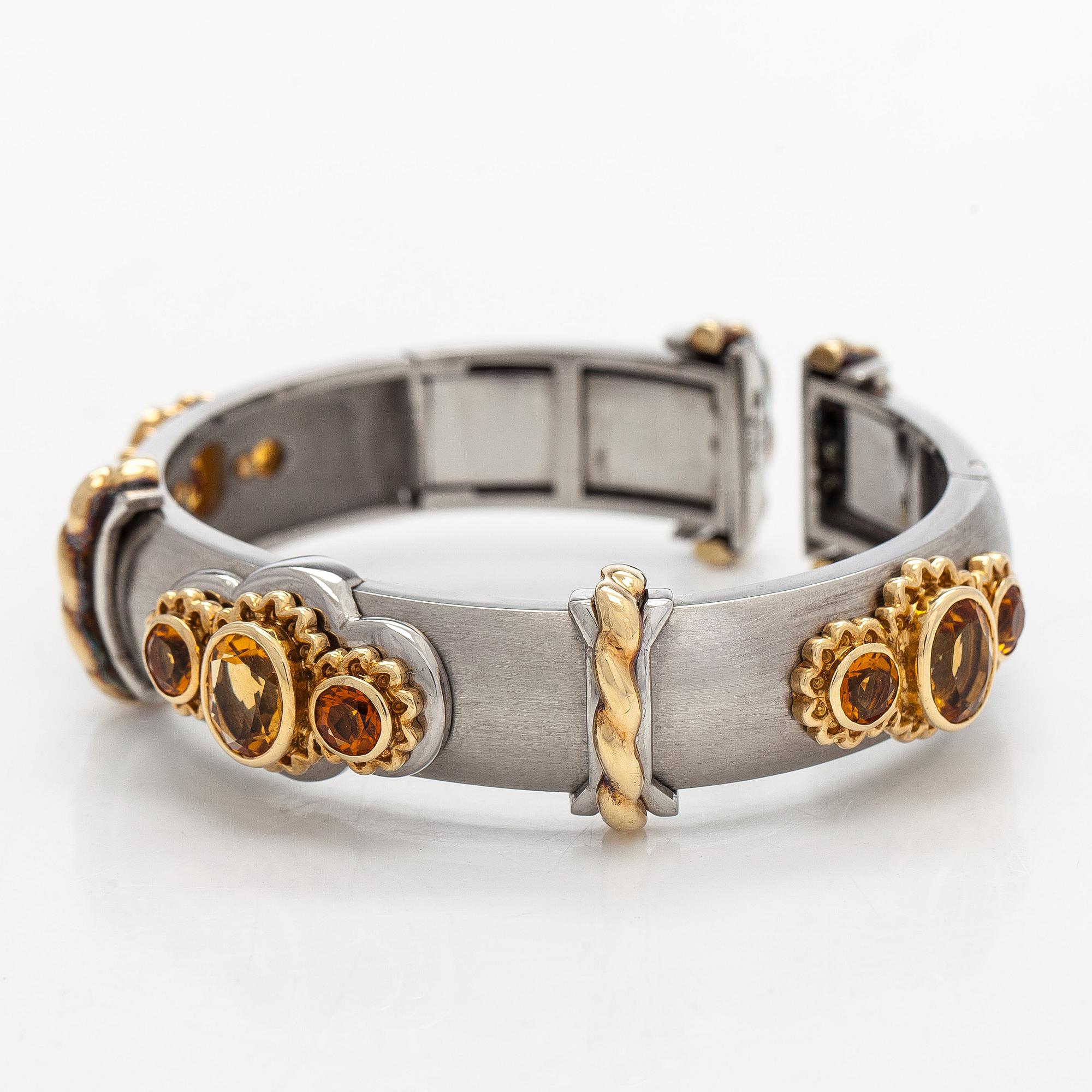 Armband," Callista", 18K guld, stål, fasettslipade citriner, Kaufmann de Suisse.
