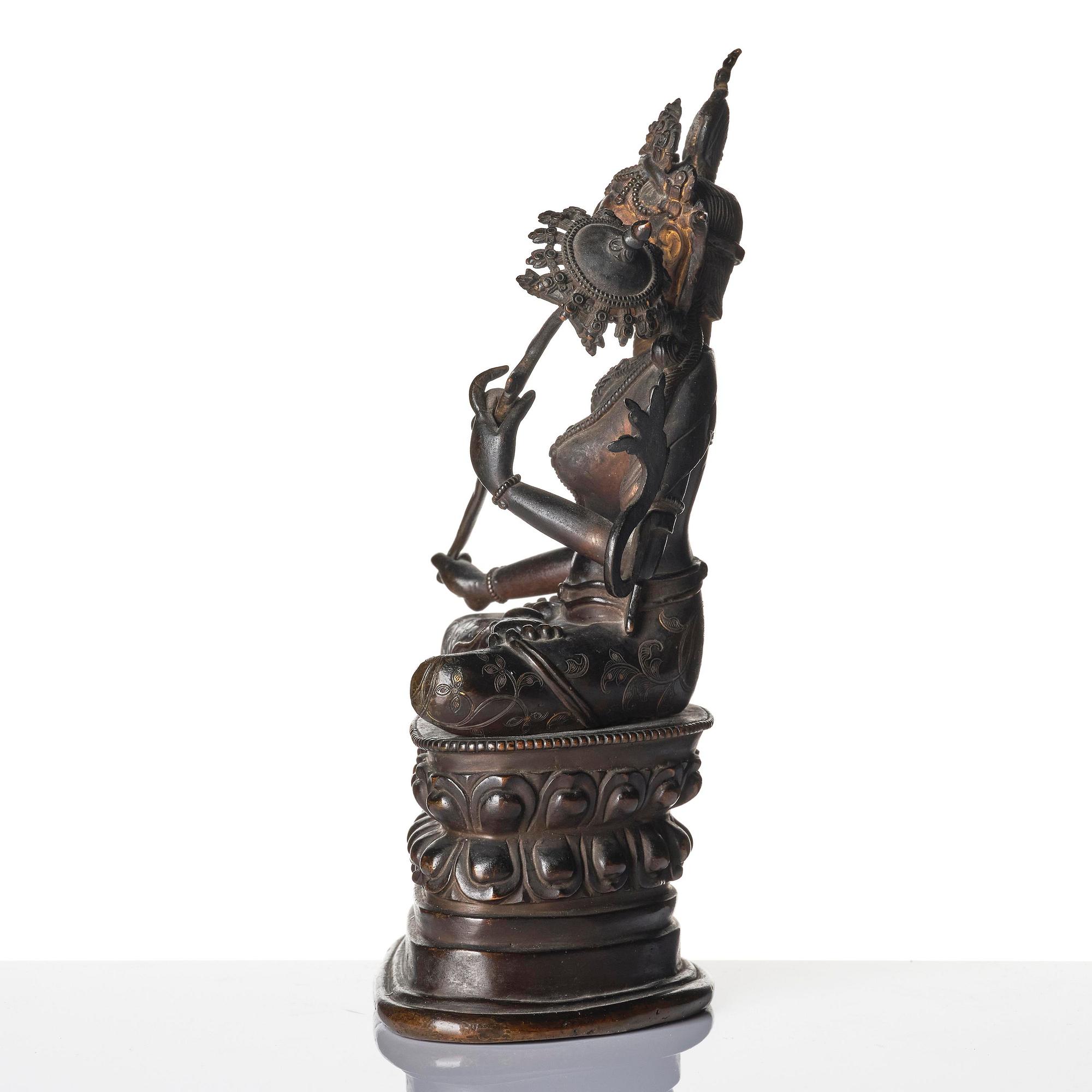 A Pala revival bronze figure of Sitatapatra, Tibet, known as the 'the white parasol Goddess', 18th century.