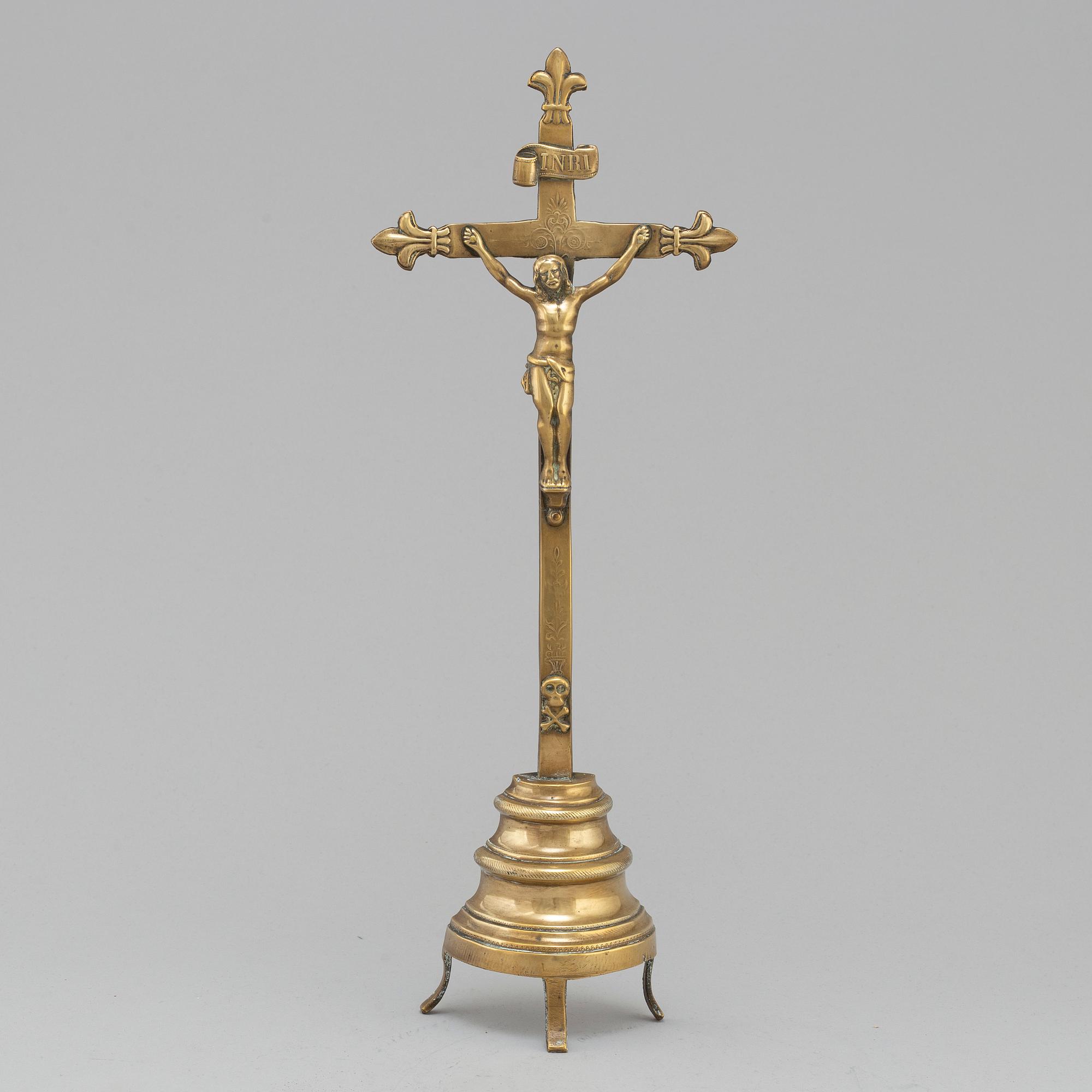 A 19th century bronze crucifix.