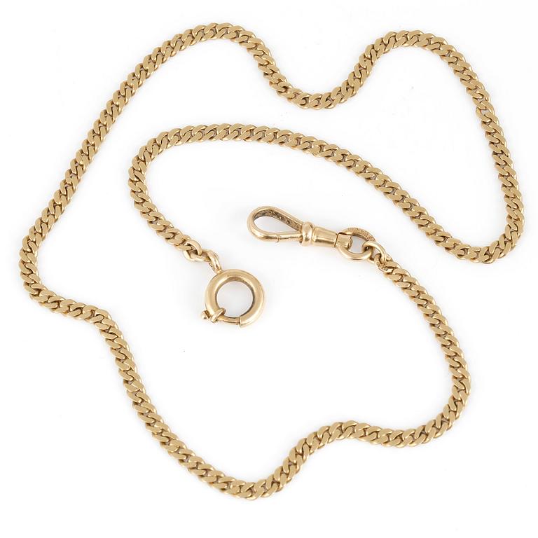 KLOCKKEDJA, Trygve Sundin, Stockholm, 1932. 18K guld.