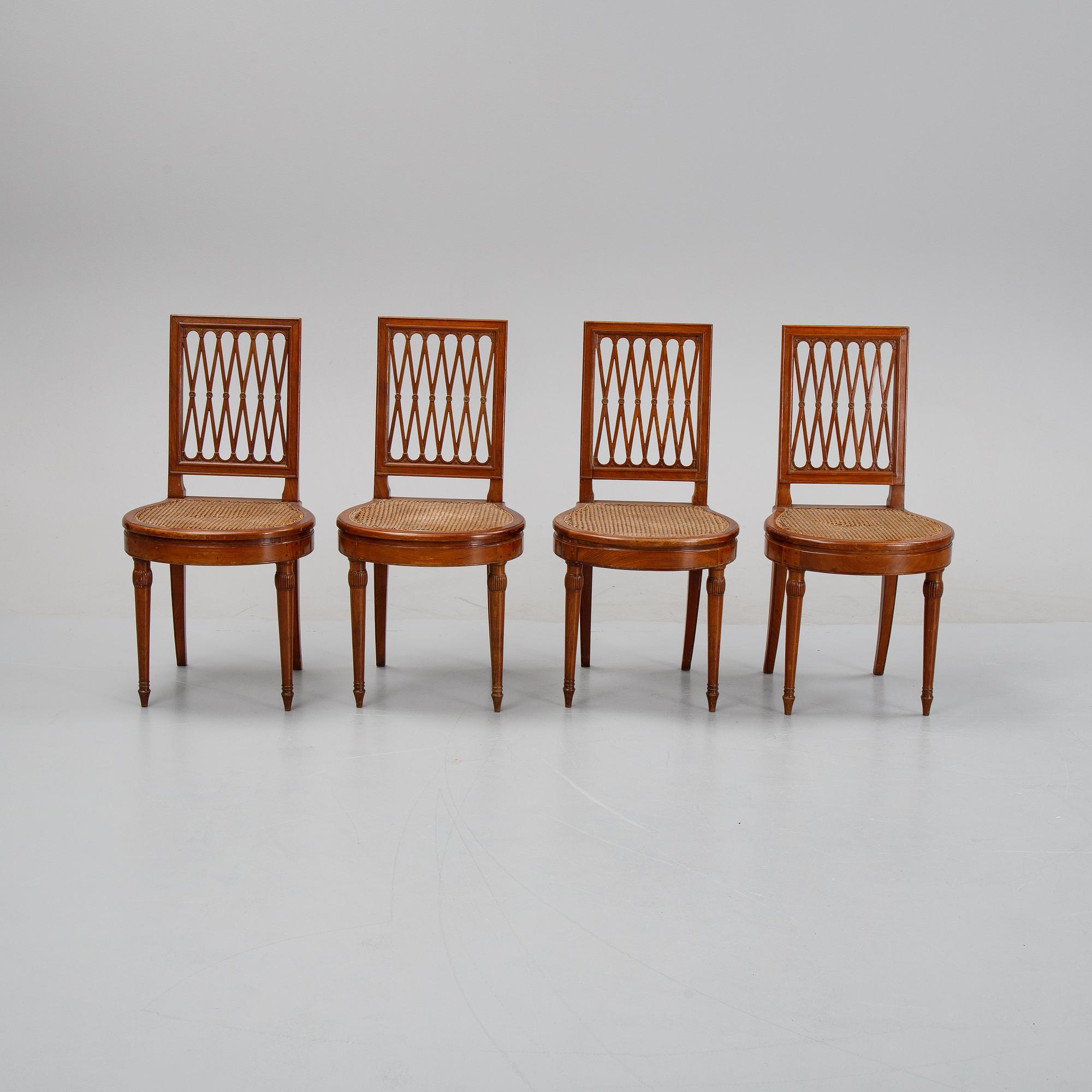 A set of four mahogany chairs, by Georges Jacob (Paris 1739-1814).