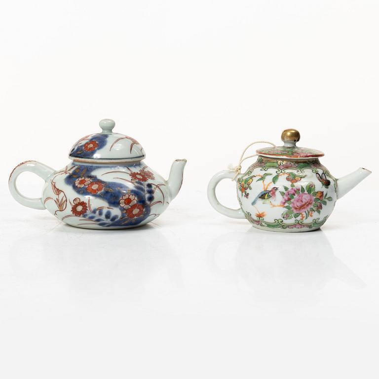 A collection of cups, saucers and teapots, China, Qing dynasty, mostly 18th century.