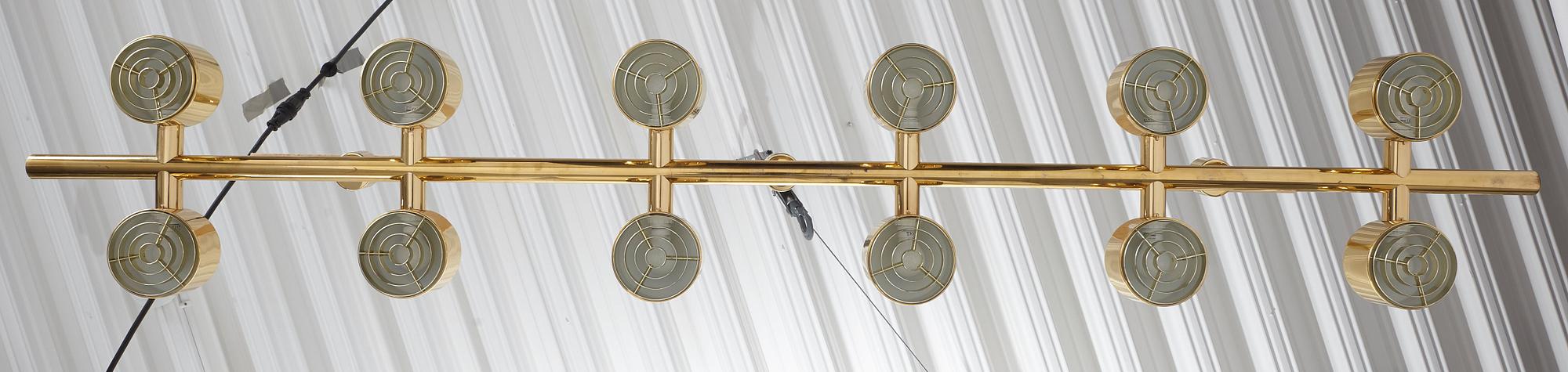 Hans-Agne Jakobsson, a 12 lights brass ceiling lamp, model 746/12, Markaryd, Sweden, 1960-70's.